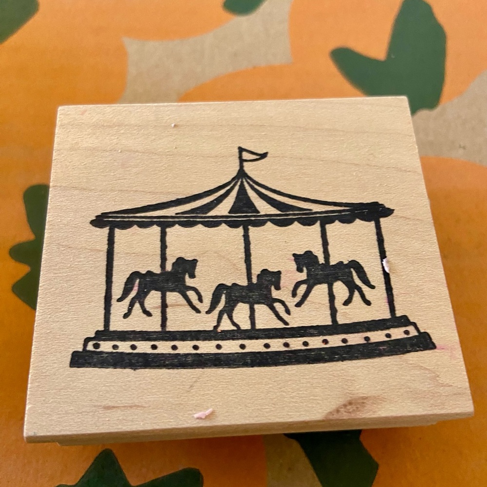 Paper Source Carousel Wooden Stamp